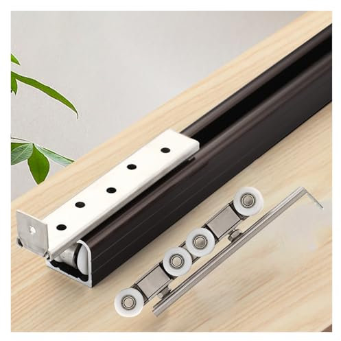 Kit de herrajes para puerta corredera, riel invisible con guía de suelo y parachoques de puerta para un funcionamiento suave, ideal para puertas de granero y armarios