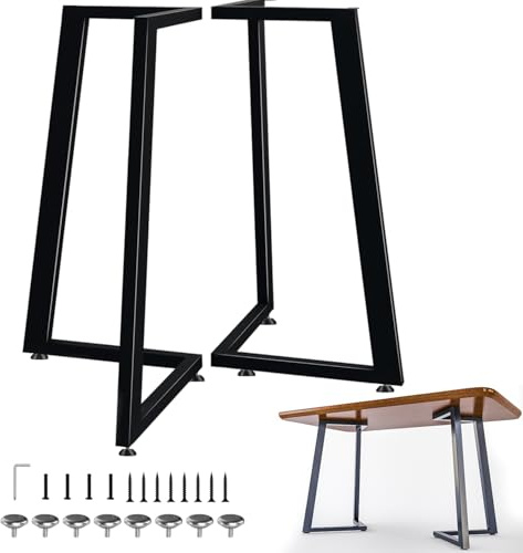 ADYLEGS Tischbeine Metall 71 cm V-Form Schwarz für Esstisch & Schreibtisch | 2er-Set V-förmige Metallbeine, 71 cm hoch, 45 cm breit, 8 verstellbare Füße, für Esstisch, Schreibtisch & Werkbank