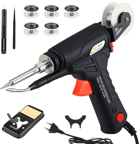 Saldatore, Saldatrice Portatile, Set Multifunzione di Saldatori,Pistola per saldatura con 5 Rotoli di Filo di Stagno, Set Saldatore a Temperatura Regolabile da Aggiornato per Saldatura e Riparazione
