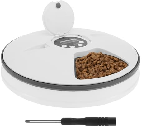 Automatic Wet Food Cat Feeder with Timer 6 Meals Pet Auto Feeder Battery Powered Kitten Feeding Fresh Food Container Cordless Pet Treats Dispenser for Wet Dry