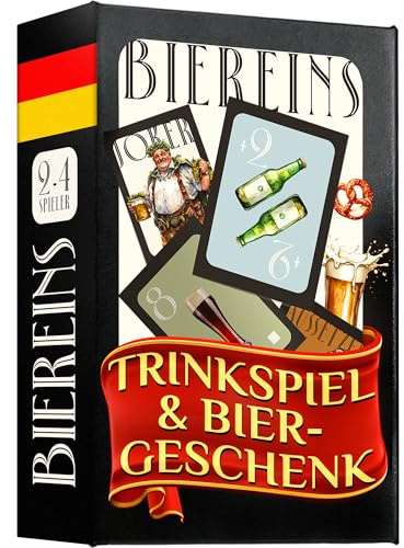 BierEins Lustiges Bier Kartenspiel & Trinkspiel für Erwachsene – Biergeschenke für Männer, Geschenkset Männer, Partyspiel, Geschenk Freund, Geburtstagsgeschenk Mann, Bier Geschenk