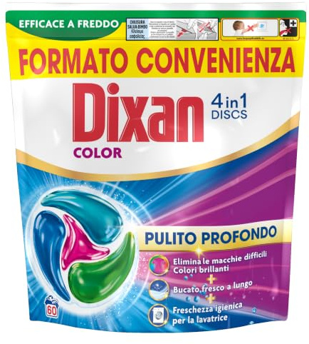 Dixan DISCS 4in1 Color Detersivo lavatrice, 60 lavaggi