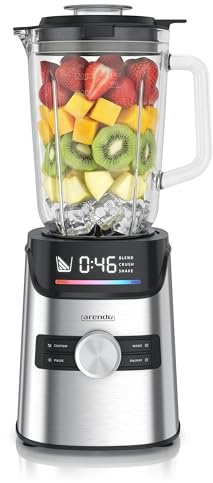 Arendo – Standmixer Glas 1400 W – Hochleistungsmixer - 1,7 L Fassungsvermögen – Mixbehälter aus Glas - Glasbehälter – hochwertige Edelstahl-Messereinheit – 3 voreingestellte Programme