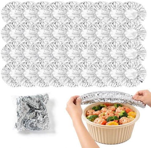 ARYIMYDP 50 Stück Alufolien Bögen Für Lebensmittel,Alufolie Isolierhaube,Wiederverwendbare Frischhaltefolie,Zur Frischhaltung Von Küchenschüsseln Töpfen Und Lebensmittelaufbewahrung
