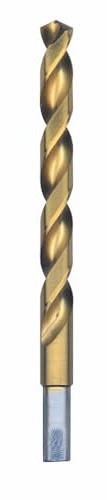 BOSCH TI2155 1-Piece 7/16 In. x 5-1/2 In. Titanium Nitride Coated Metal Drill Bit with 3/8 In. Reduced Shank for Applications in Heavy-Gauge Carbon Steels, Light Gauge Metal, Hardwood