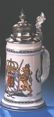 Zimmermann Bierseidel Bier-Krug 0,5l Wappen anno 1806 Porzellankrug mit Façonspitzdeckel