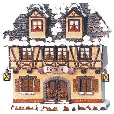 Kleine Figuren & Miniaturen Winterhaus Gasthof beleuchtet - 15cm - Hubrig Volkskunst