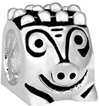 Quiges 925 Sterling Silber 3D Schweinchen Charms Bead für Armband Frau Mädchen