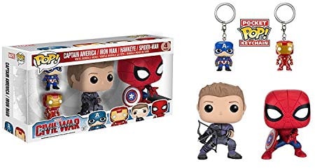 Funko Pop 7604 - Captain America - Hawkeye - Spiderman - Iron Man - Marvel Bobble Head - Vinyl Collectors 3.75 Inch Figure