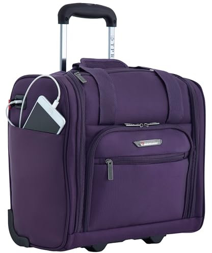 TPRC 15-inch Smart Under Seat Carry-on Luggage with USB Charging Port, Purple, Underseater 15-Inch, 15-inch Smart Under Seat Carry-on Luggage with USB Charging Port