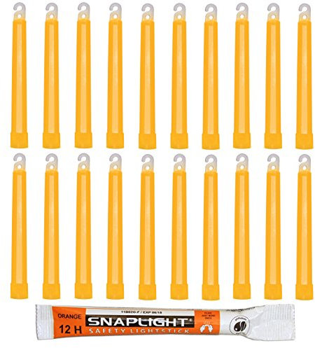 Cyalume SnapLight Knicklichter in Orange (20-er Pack) - 15 cm Glow Sticks mit Haken am Ende - ultra helle Light Sticks mit einer Leuchtdauer von 12 Stunden,Orange x20