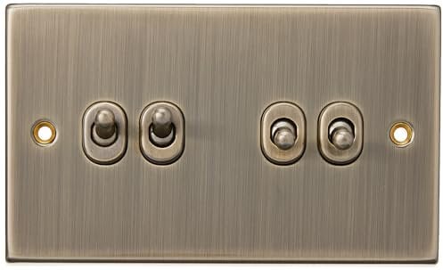 Knightsbridge CSTOG4AB 10AX 4G 2 Way Toggle Switch - Square Edge Antique Brass