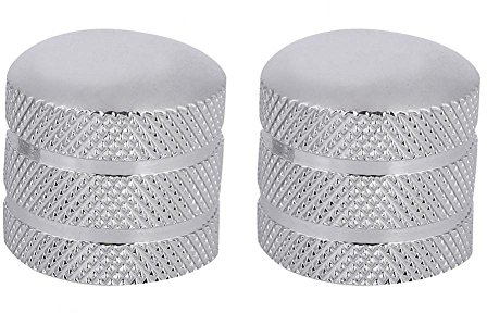 2 Pcs Gitarre Bass Dome Knöpfe, 6mm Metall E gitarre Bass Dome Knöpfe Potentiometer Kappe Volume Ton (Silber)