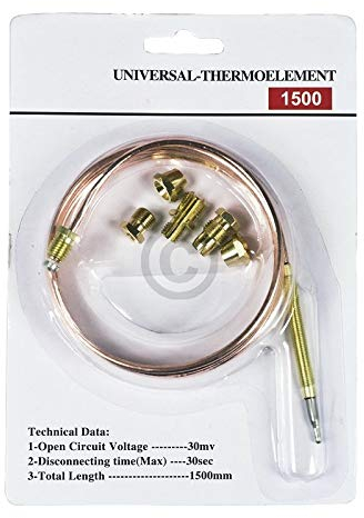LUTH Premium Profi Parts Thermoelement Universal 1500mm Mit Adaptern für Gasherd Gasgrill