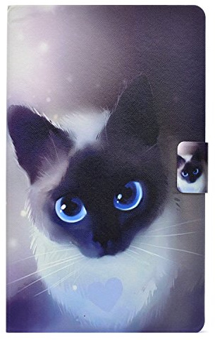 Bspring Hülle für Das Neue Fire 7 Tablet 9. Generation (2019) - Kunstleder Ständer Schutzhülle mit Standfunktion (kompatibel mit 7. Gen 2017 & 5. Gen 2015 Model) Katze