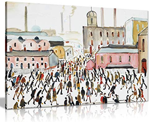 L.S Lowry Going to Work Leinwanddruck, Wandkunst, Bild, Heimdekoration, 91,4 x 61 cm
