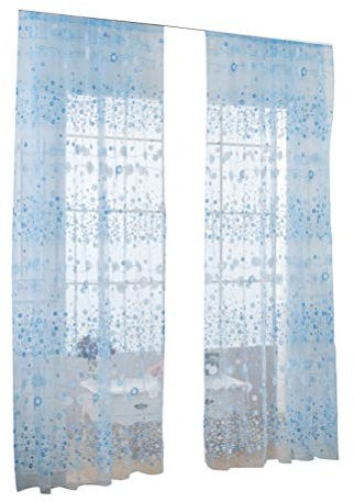BESPORTBLE Transparente Voile-vorhänge Blau Fenstergardinen Aus Zartem Material Mit Stangentaschen Für Einfache Montage Geeignet Für Küche Schlafzimmer Und Wohnraum