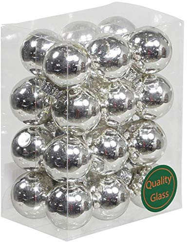 Kleine Baumkugeln aus Glas Ø 2 cm/2,5 cm/3 cm - Christbaumkugeln Baumschmuck Christbaumschmuck Weihnachtsbaumschmuck Weihnachtsbaumkugeln (2,5 cm, 24 Stück Silber (Glänzend))