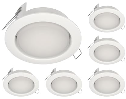ledscom.de 6x LED Einbaustrahler Zobe II flach GX53 weiß rund 10,063W 1038lm warm-weiß 107mm Ø Lochkreis 90mm Ø