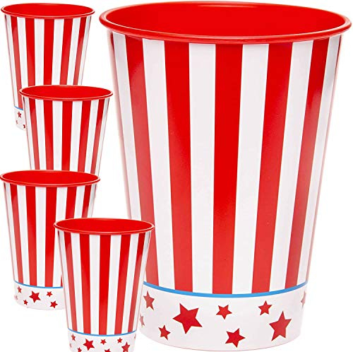 Carpeta 4 stabile Kunststoff-Becher * Candy + USA + Popcorn * für Party und Geburtstag | 260ml | Mottoparty Partybecher Hollywood