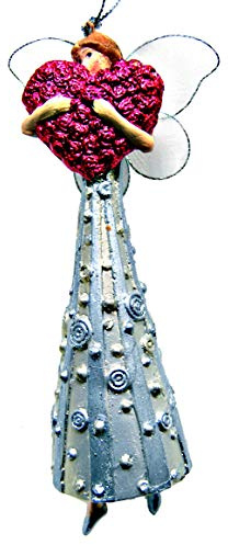 Engel groß Weihnachten Baumschmuck Figur Deko Hänger Christbaumschmuck Ornament 15 cm (Silber-rot)