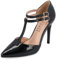 Journee Collection Tru Stilletto Damen-Pumps mit doppeltem T-Riemen und Lack-Finish, Schwarz, 43 EU