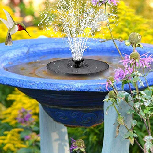 Fontaine Solaire Pompe, Fontaine A Eau Solaire 7V / 3W, Piscines Lumières LED avec des Couleurs Brillantes pour Jardin, D'Étang, Aquarium (Rond)