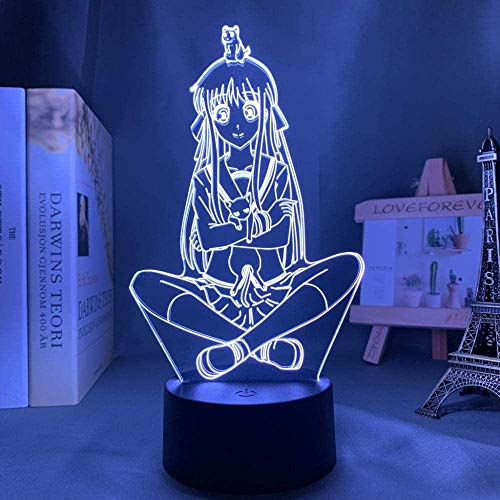 3D Night Light Japanese Anime Illusion Led Decor Lamp Led Light Fruits Basket Tohru for Bedroom Decor Birthday Gift Kids Room 3D Desk Lamp Manga 16 Colors