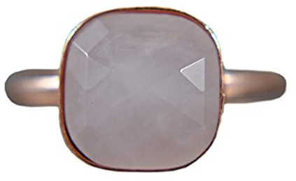 925 Silber Rosenquarz Roségold Ring Edelstein - Brillant Schliff - Verstellbar - Quadratisch - Romantisch Tolle Geschenkidee - Geschenk für Sie - Schmuck Geschenk - Handmade Geschenk
