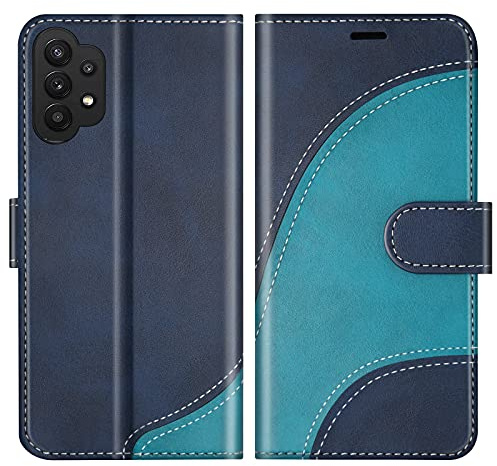 BoxTii Hülle für Galaxy A32 5G, Leder Handyhülle für Samsung Galaxy A32 5G, Ledertasche Klapphülle Schutzhülle mit Kartenfächer und Magnetverschluss, Blau