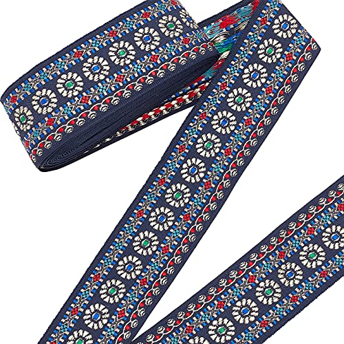 PandaHall 1.7 Zoll Jacquardband, 5 Yards Single Face Besticktes Gewebtes Band Stoff Trim Fringe Zum Nähen Crafting Home Decor Hochzeit, Geschenkpapier, Taschenriemen Zubehör Verzierung