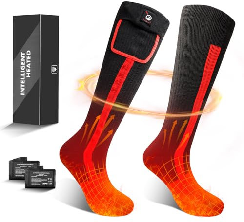 Chaussettes chauffantes pour Homme et Femme avec Batterie Rechargeable - Chaussettes électriques pour l'hiver Froid - Chaussettes chauffantes Thermiques pour la Chasse