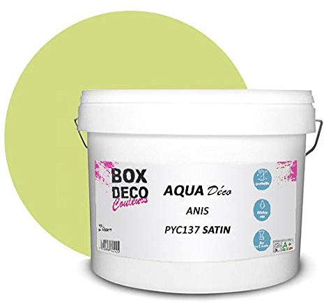 BOX DECO COULEURS Peinture murale acrylique aspect satin Aqua Déco - 10L, Vert Anis