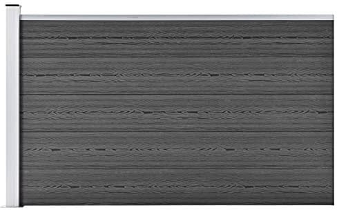 Zaunelement WPC 175x105 cm Schwarz Aluminium Stahl für Gartenabgrenzung Privatsphäre Sicherheit