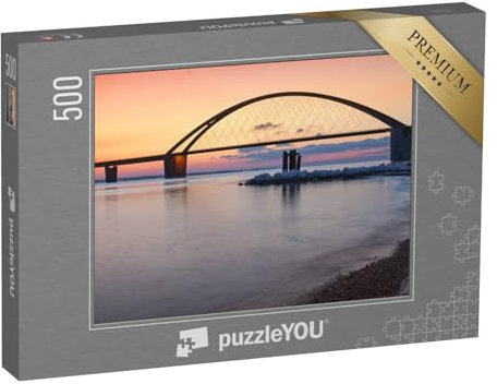 puzzleYOU: Puzzle 500 Teile „Fehmarnsundbrücke im schönen Sonnenuntergang“ – aus der Puzzle-Kollektion Fehmarn