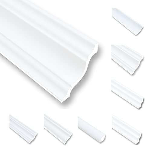 NK80 Moulures de plafond en polystyrène XPS - 50 m - Baguette de finition blanc - 80 x 80 mm - Moulures décoratives en polystyrène - Moulures décoratives