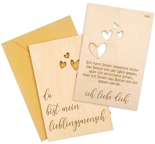 nagu® Holzkarte Meine Lieblingsperson, Geschenk zum Valentinstag, Jahrestag, Liebeskarte, Karte für Freundinnen, Freunde, Geburtstage