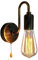 E27 Vintage Wandleuchte Innen mit Schalter, Schwarz Retro Industrial Wandlampe mit Zugschalter Wandspot Lampe Leseleuchten Nachttischlampe Gold Metall Wandbeleuchtung für Schlafzimmer Wohnzimmer Loft