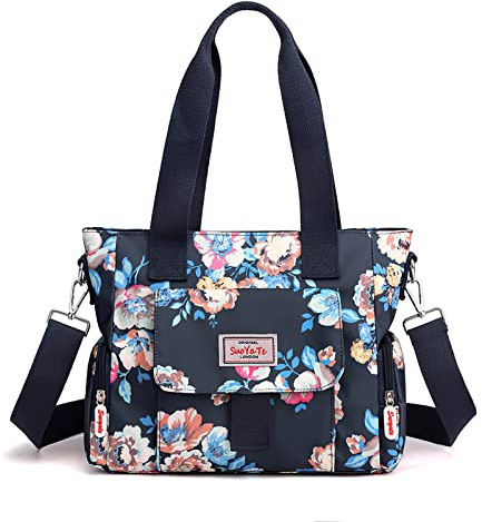 FORRICA Handtaschen Damen Shopper Umhängetasche Modemuster Groß Schultertasche Frauen Wasserdicht Handtaschen mit Mehreren Taschen Blume C