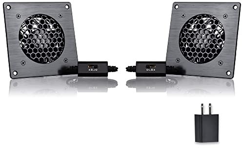SCCCF USB cabinet 80MM fan Quiet Cooling Fan System 4 with Speed Control, for Home Theater AV Cabinets (2PACK)