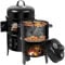 HOMEVIBE Parrilla 3 en 1 para ahumar carbón con termómetro para patio, camping, barbacoa al aire libre