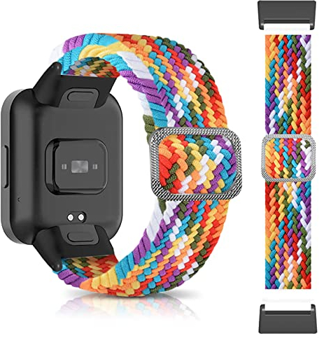SeNool Armband Kompatibel mit Xiaomi Redmi Watch 2 Lite, Geflochtenes Verstellbares Elastisches Nylon Sport Ersatzband [Weiches, Atmungsaktives], Uhrenarmband für Redmi Watch 2 Lite - Regenbogen