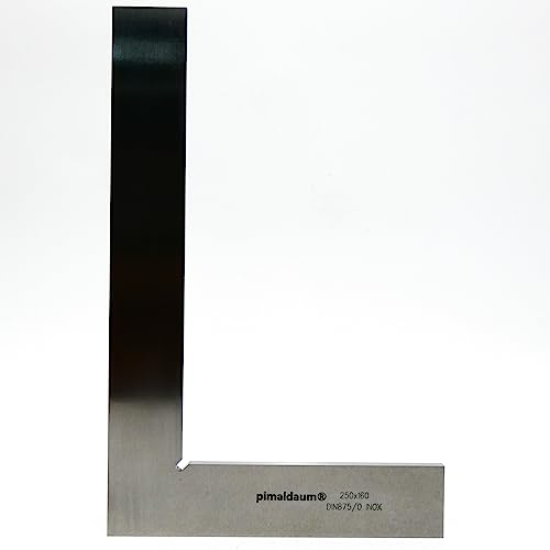 PIMALDAUM® Anschlagwinkel, 90°-Flachwinkel mit Schenkel nach DIN 875/0, Edelstahl, für Prüf-, Richt- und Anreißarbeiten im Maschinenbau, in der Schlosserei, Schreinerei etc. (Metall, 250x160 mm)