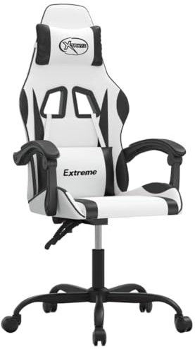 vidaXL Sedia da Gaming Bianco e Nero in Similpelle