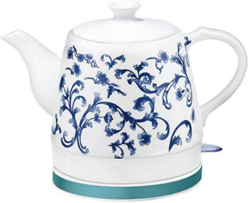 Hokcus Bollitore elettrico in ceramica senza fili Teiera Vintage, Brocca retrò da 1,2 litri per Acqua, Base rimovibile, Protezione a secco da bollire 1000 W