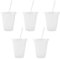 TSLBW Bunte Plastikbecher 5 STK Kunststoffbecher wiederverwendbar mit Deckelstrohhalmen, bunt, bruchsicher, Party-Becher, Trink-Becher, Party-Geschirr, Camping-Geschirr, Kinder