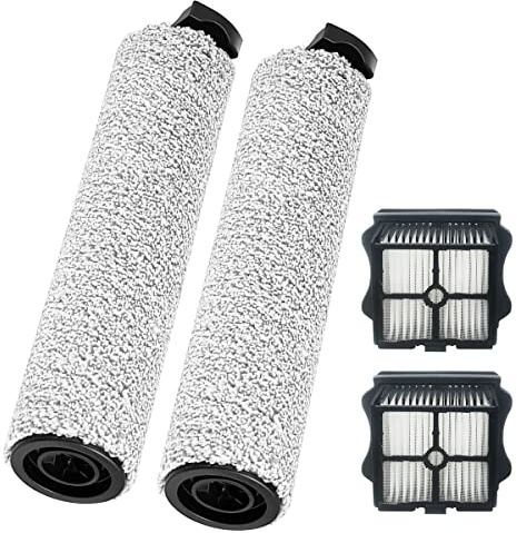Ersatz-Bürstenwalze und Staubsaugerfilter für Tineco FLOOR ONE S5 STEAM Akku-Nass-Trocken-Staubsauger (2 Bürstenwalze + 2 HEPA-Filter)