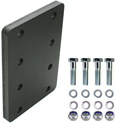 Piastra adattatore universale per regolazione dell'altezza 4 x 83 del gancio di traino per sfere a 4 fori 83 x 56 mm. (4 x 56 mm con set di viti M12, per 4 fori 83 x 56 mm AHK-Bock)