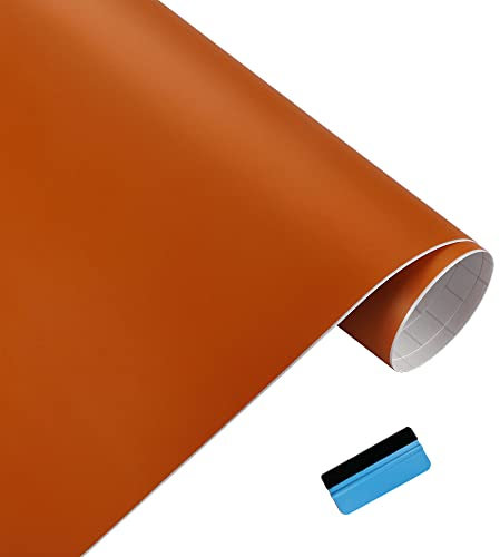 NewL Film autocollant et décalcomanies en vinyle sans bulles pour décoration de voiture, moto, accessoires automobiles (30 cm x 150 cm) - Orange mat