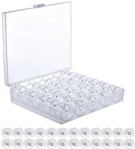 25 Stück Nähmaschine Spulen mit Transparent Spulenbox,Transparente Kunststoff Nähmaschine Spulen für Gängige Spule Nähmaschine